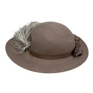 Geo W. Bollman & Co Ms. Jo Ann Wool Felt Hat‎ Women Size 20.5 in Feathered Jewel